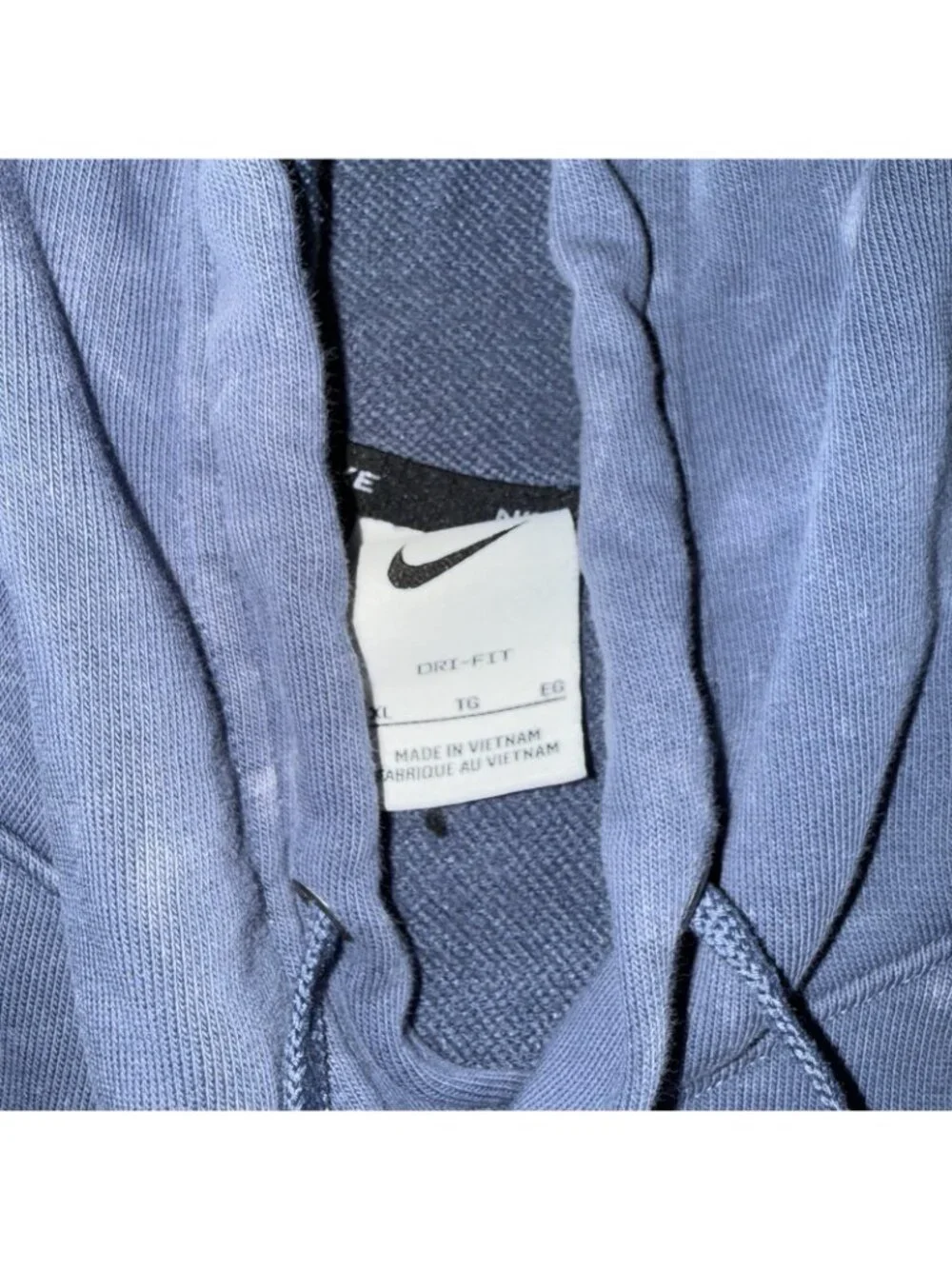 Nike Men's Dri-FIT Fleece Hoodie Vintage Looking Flame Swoosh Blue Size XLarge